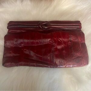 Vintage  red eel skin clutch crossbody‎ purse
